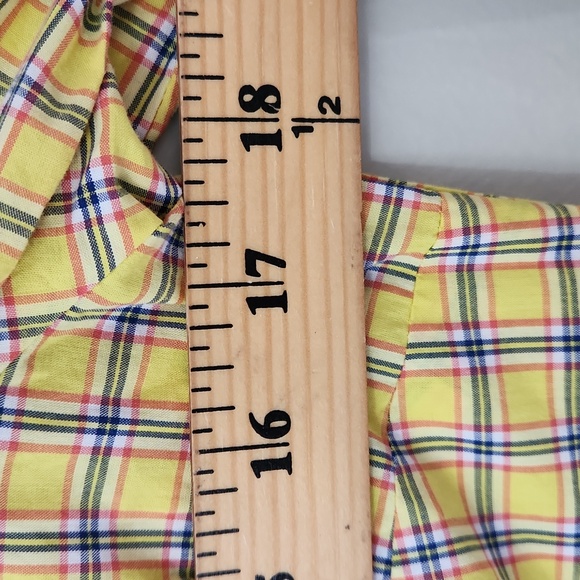 NWT J.Crew XS Yellow Plaid Ruffleneck Tuxedo Bib Blouse - Preppy Ruffle Shirt - Picture 12 of 12